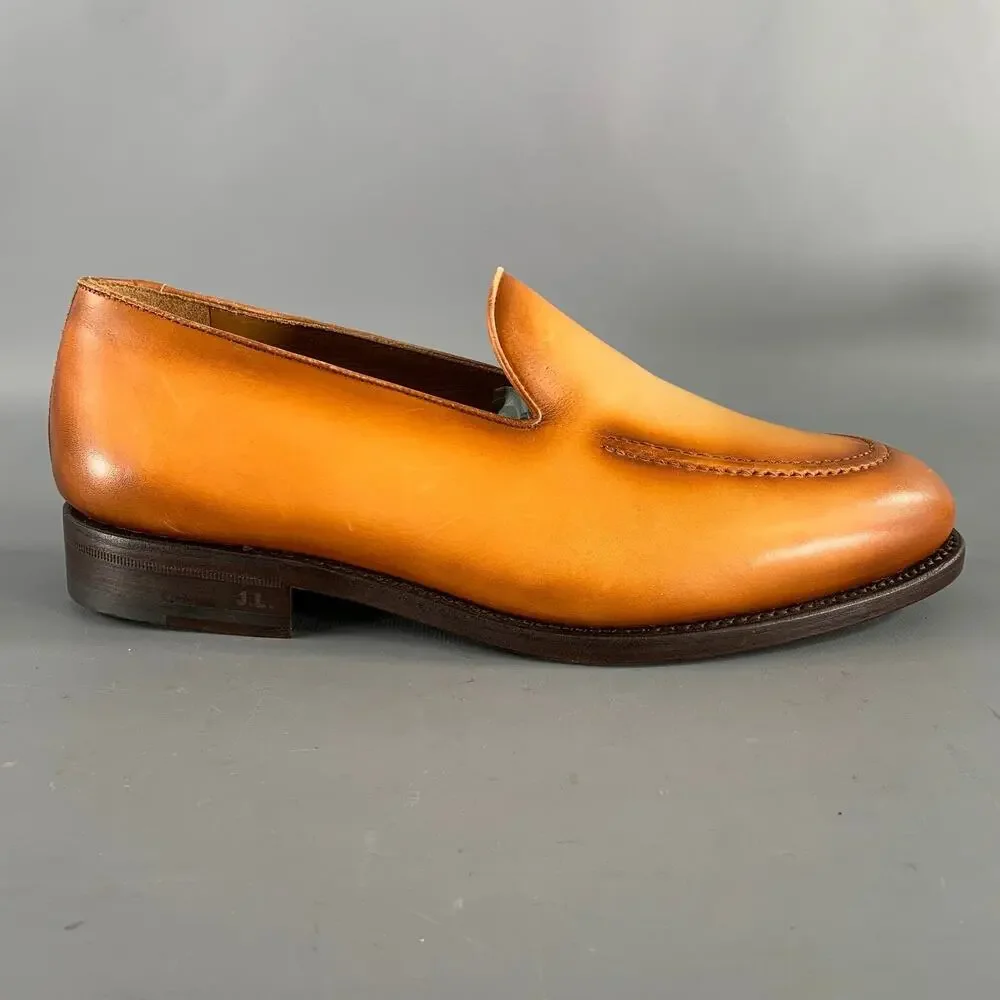 KLEIN EPSTEIN & PARKER Size 9 Brown Tan Distressed Patent Leather Loafers